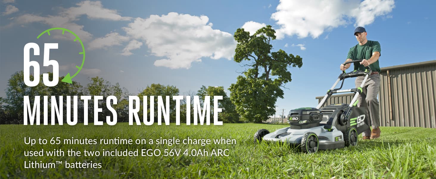 EGO mower with up to 65 minutes runtime